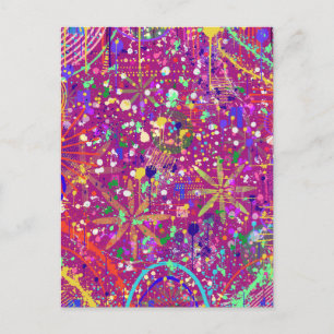 Maximalist Abstract in Bold Colour Postcard