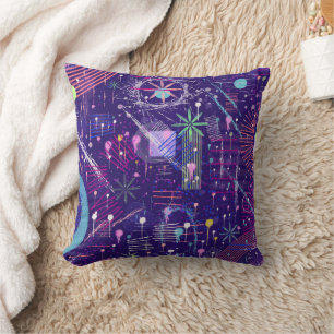 Maximalist Abstract on Purple Cushion