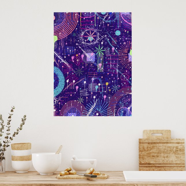 Maximalist Abstract on Purple Poster (Kitchen)