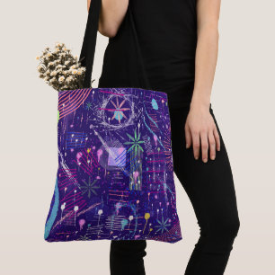 Maximalist Abstract on Purple Tote Bag