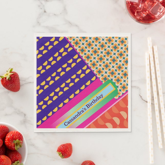 Maximalist Birthday Repeating Patterns Colourful  Napkin (Insitu)