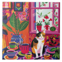 Maximalist Calico Cat and Tea Room