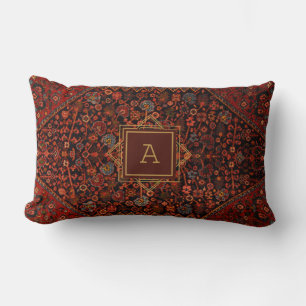 Maximalist Decor Monogrammed Vintage Rug Pattern Lumbar Cushion