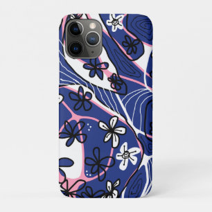Maximalist Floral Neuro Art - Blue Pink White iPhone 11 Pro Case