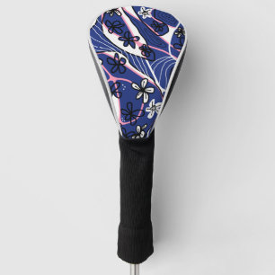 Maximalist Floral Neuro Art - Blue Pink White Golf Head Cover
