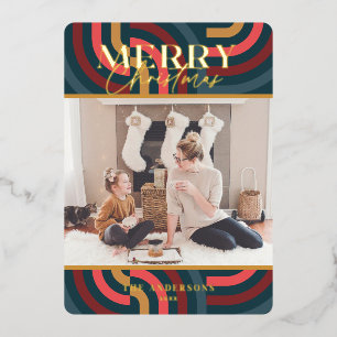 Maximalist Geometric Teal Christmas Photo