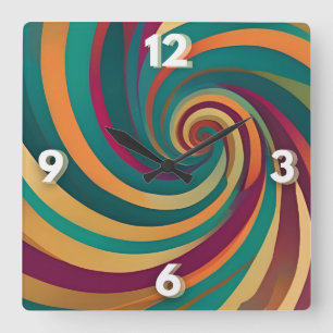 Maximalist Jewel Spiral Swirl Design Statement  Square Wall Clock