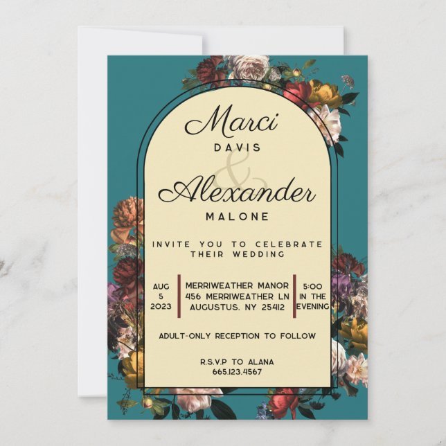 Maximalist Jewel Toned Wedding Invitation (Front)