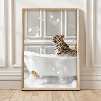 Maximalist Leopard in Bathtub Print, Leopard Poste Poster