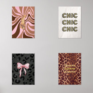 Maximalist Leopard Print Wall Art – 4-Piece Bold &