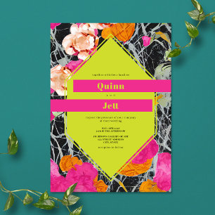Maximalist Modern Marble Floral Wedding Invitation
