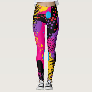 Maximalist Neon Brushstroke Abstract Leggings