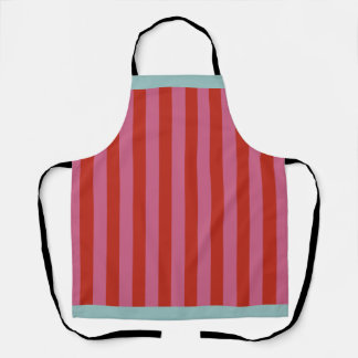 Maximalist Pink & Red Stripe with Turquoise Border Apron