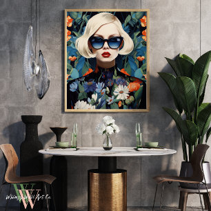 Maximalist Portrait of Woman in Bold Colors Poster