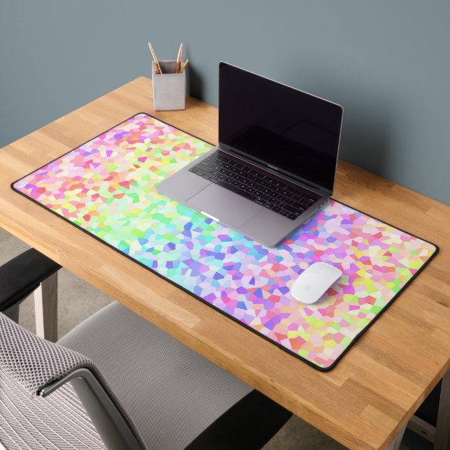 Maximalist Quirky Eclectic Colourful Rainbow Mosai Desk Mat (Office 2)