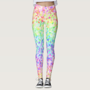 Maximalist Quirky Eclectic Colourful Rainbow Mosai Leggings