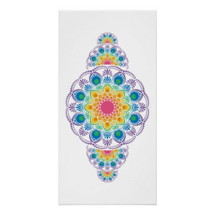 Maximalist Rainbow Floral Fountain Art Deco Scales Poster