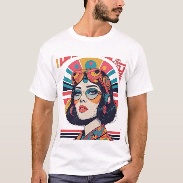 Maximalist Retro-Nostalgia Illustration of a Girl  T-Shirt (Front)