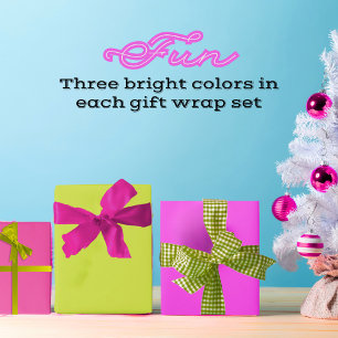 Maximalist Solid Fuchsia Bright Green Hot Pink Wrapping Paper Sheet