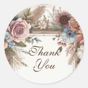 Maximalist Thank You Gift Vintage Floral Classic Round Sticker