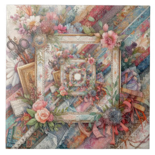 Maximalist Vintage Decoupage Tile