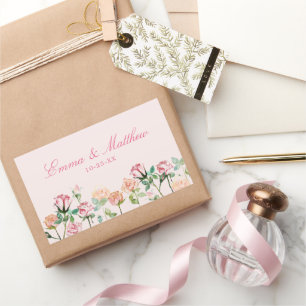 Maximalist Watercolor Flowers Wedding Rectangular Sticker