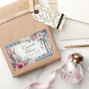 Maximalist Wedding Favour Gift Vintage Floral Rectangular Sticker