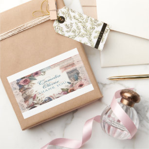 Maximalist Wedding Favour Gift Vintage Floral Rectangular Sticker