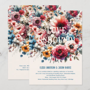 Maximalist Wedding Invitations Floral Theme GOLD