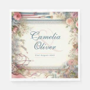 Maximalist Wedding Vintage Floral Decor Napkin