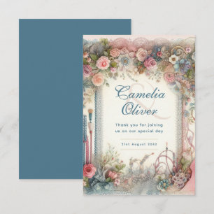 Maximalist Wedding Vintage Floral Thank You Card