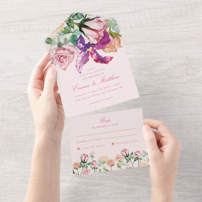 Maximalist Wildflower Garden Elegance Wedding All In One Invitation (Tearaway)
