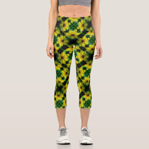 Maximilian Sunflower Floral Abstract Pattern      Capri Leggings