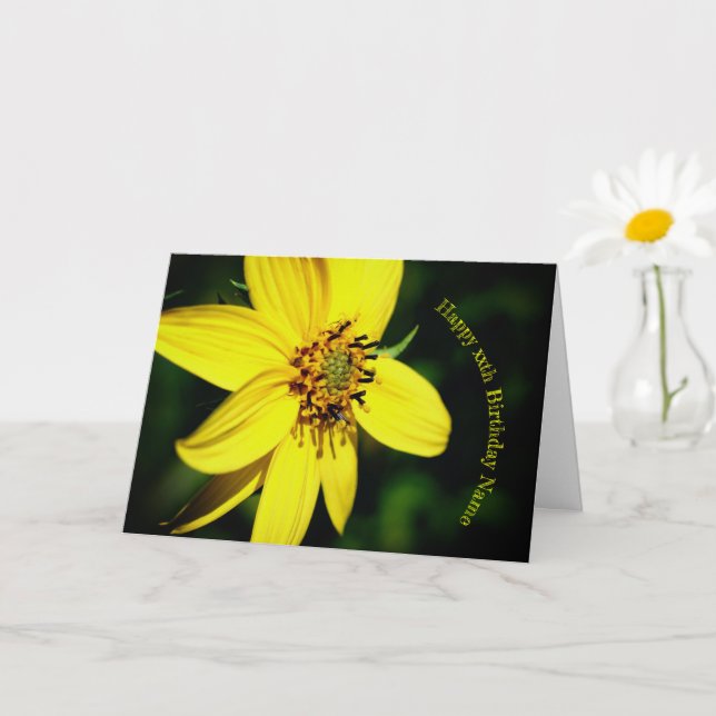 Maximilian Sunflower Floral Personalised Birthday  Card (Small Plant)