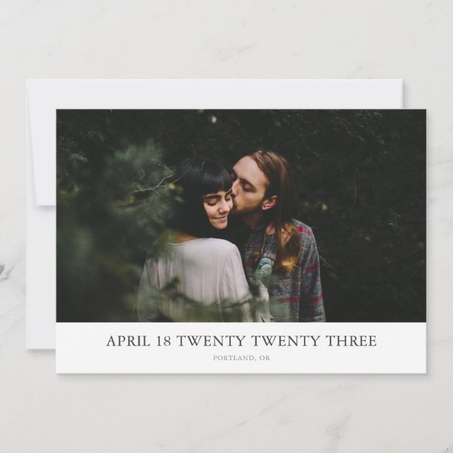 Maximum Minimalism Photo Save the Date Card (Front)