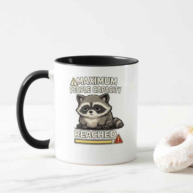 Maximum People Capacity Reached Funny Raccoon  Mug (With Donut)