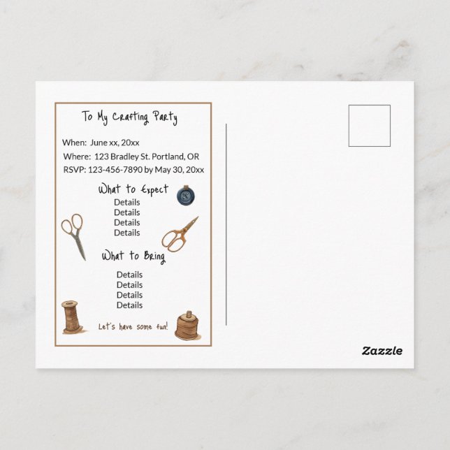 Maxine le Modiste Invitation Template Postcard (Back)