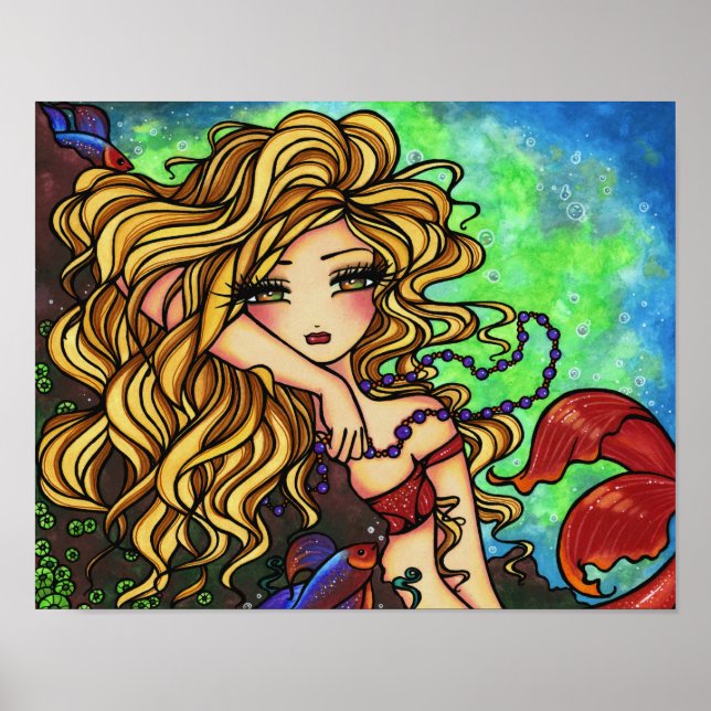 "Maxine" Mermaid Beta Fish Fantasy Fairy Art Poster (Front)