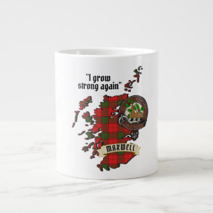 Maxwell Clan Badge & Tartan Map of Scotland Large Coffee Mug