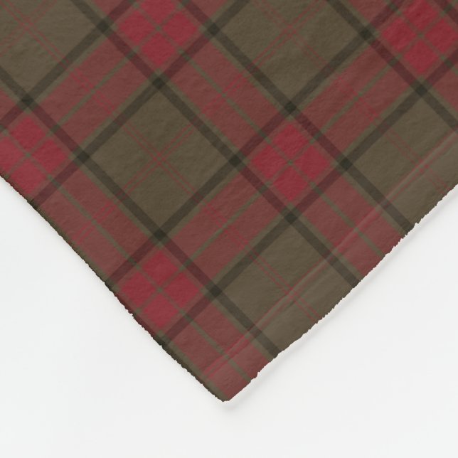 Maxwell Clan Red and Brown Hunting Tartan Fleece Blanket (Corner)