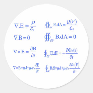 maxwell physics equation classic round sticker