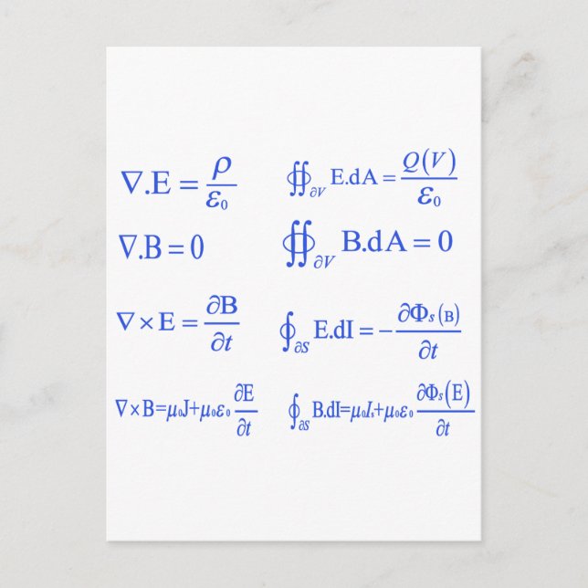 maxwell physics equation postcard (Front)
