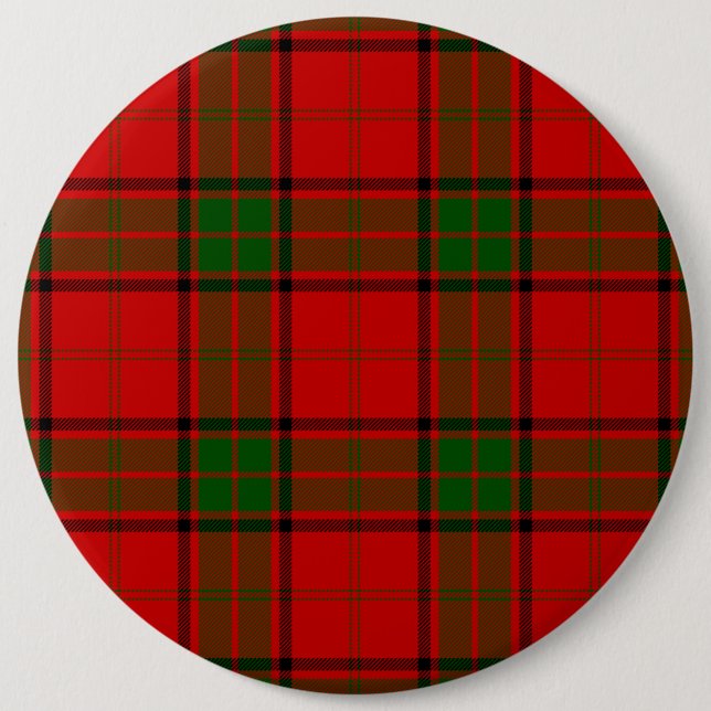 Maxwell tartan red green plaid 6 cm round badge (Front)