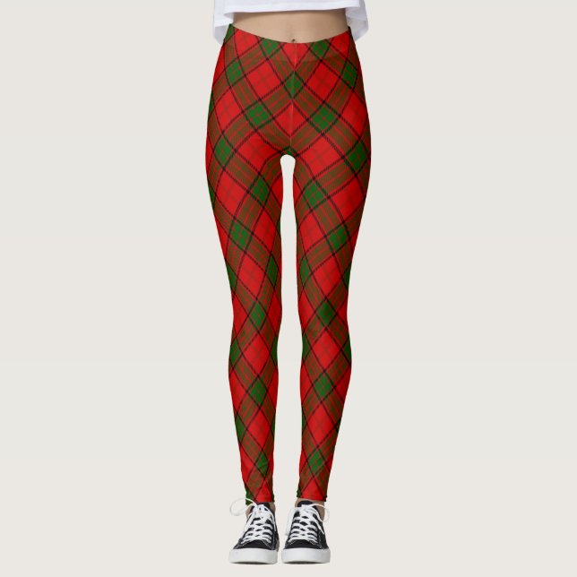 Maxwell tartan red green plaid leggings (Front)