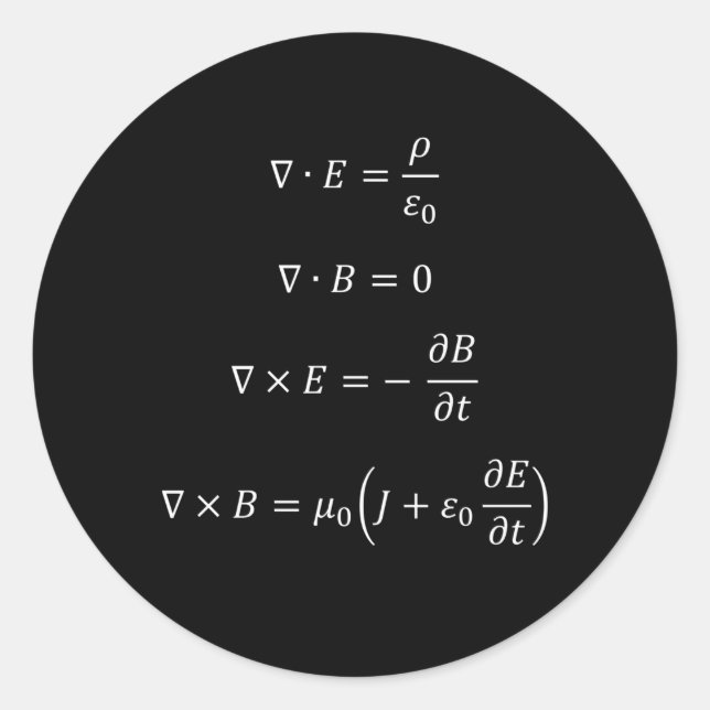 Maxwell'S Equations Classic Round Sticker (Front)