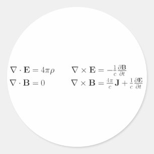 Maxwell's equations, differential form, cgs classic round sticker