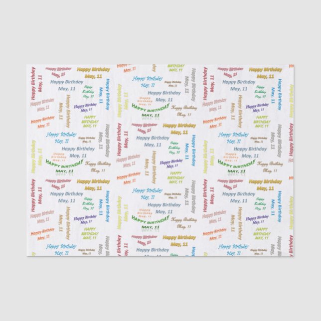 May, 11 Birthday Tissue Paper (Front)