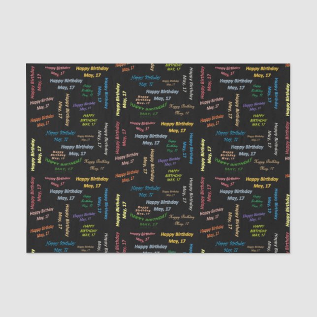May, 17 Birthday Tissue Paper (Front)