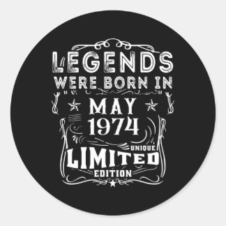 May 1974 Year Legends Classic Round Sticker
