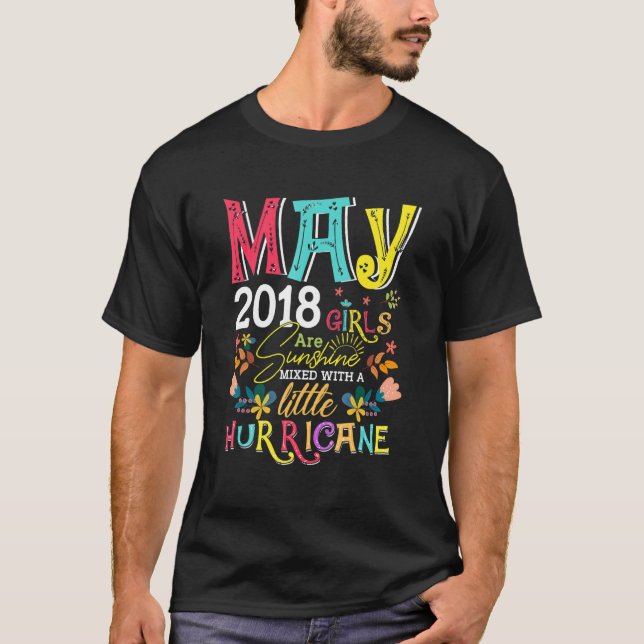 May 2018 Girls Are Sunshine Funny 4 Years Old Birt T-Shirt (Front)
